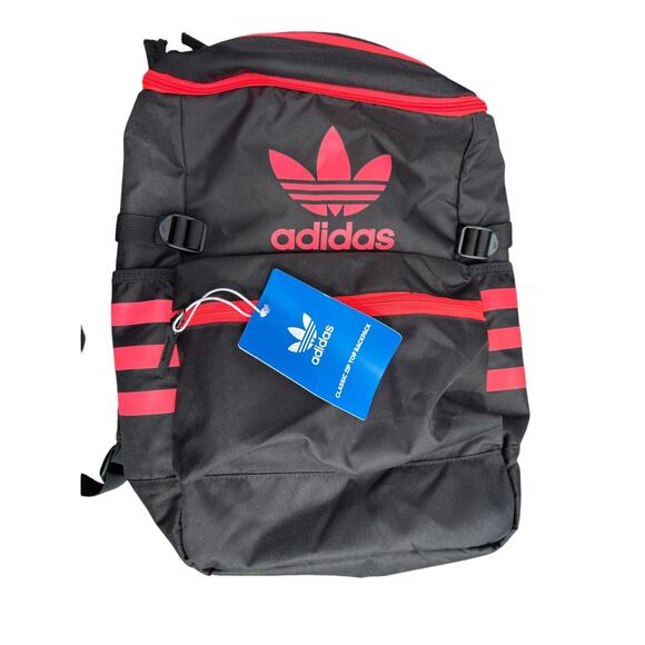 Adidas ORI CLASSIC ZIP TOP BACKPACKBLACK/SIGNAL PINK NWT
